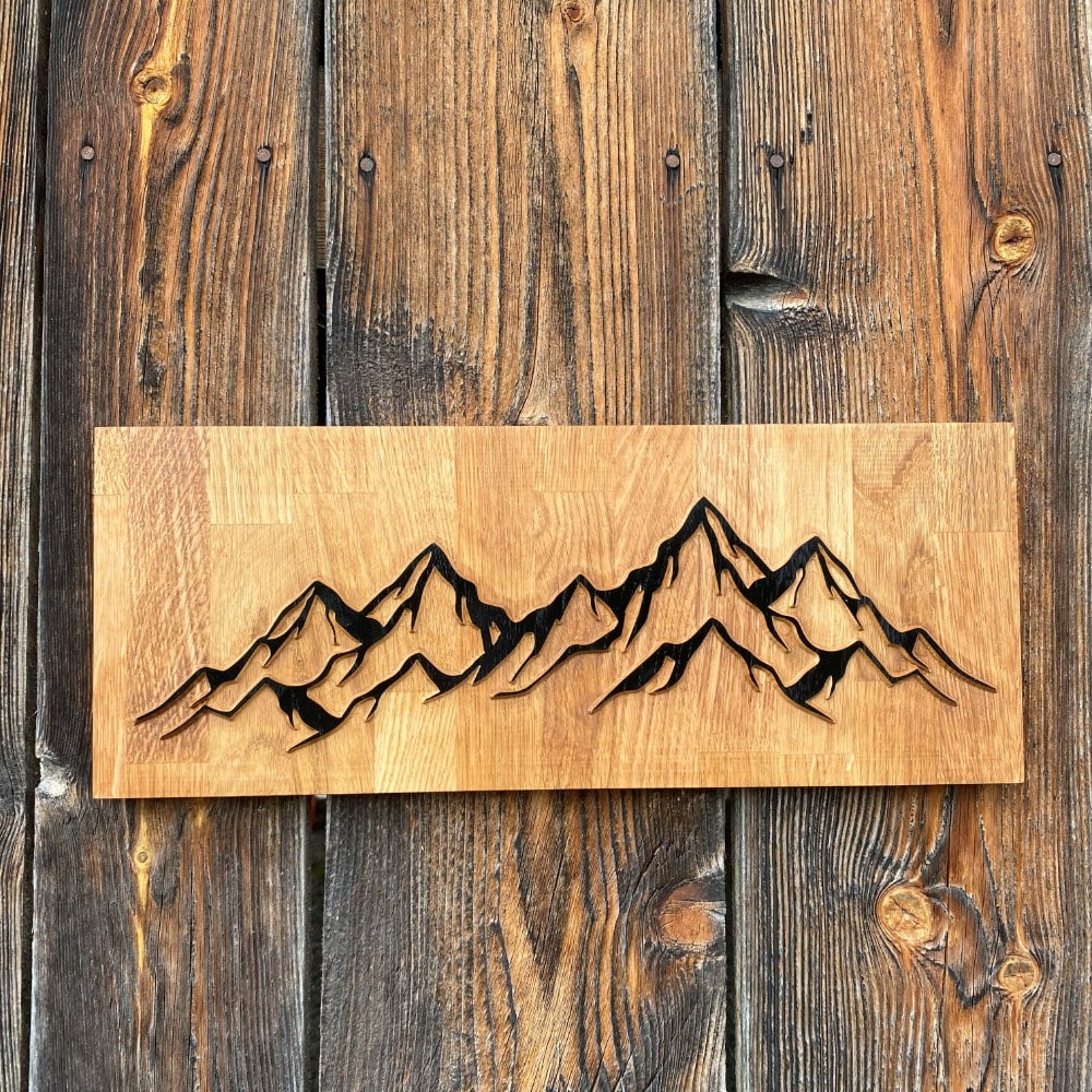 Holzschild Bergkette